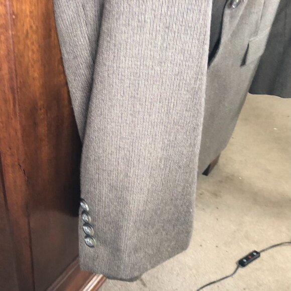 Chaps Mens Blazer Jacket Size 46R Gray Wool-Blend Double Button Workwear Brown - Picture 12 of 16